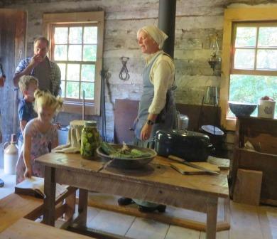 Canning Pickles in the Motz Log Cabin