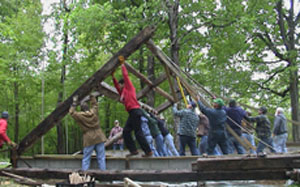 Hoisting the Granary Timber Frame